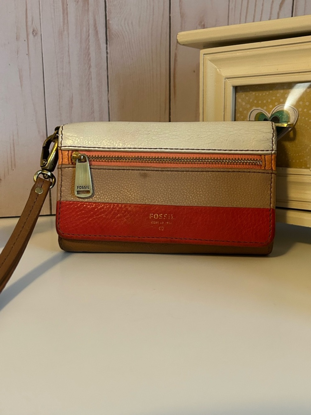 Fossil Colorblock Genuine Leather Wristlet